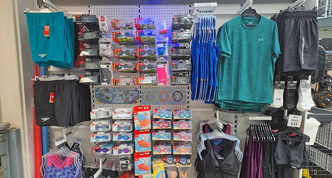 a point of sale with products from Speedo, set up by FitCo